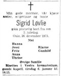 1975.12.26 - Sigrid Løvlie - Dødsannonse i Aftenposten 1975.12.30 - Karoliusslekt